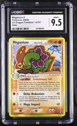 CGC 9.5 MINT+ Meganium 2006 EX Dragon Frontiers 4/101 Holo Pokemon Card - Image 1