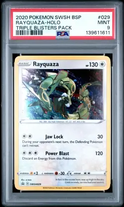 2020 POKEMON SWSH BLACK STAR PROMO TRIPLE BLISTERS PACK #029 RAYQUAZA-HOLO PSA 9 - Image 1