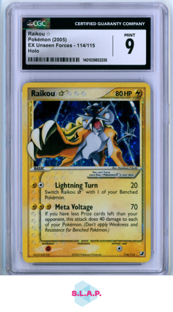 RAIKOU GOLDSTAR POKEMON 114/115 2005 EX UNSEEN FORC3S MINT ENGLISCH CGC MINT 9 - Image 1