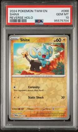 2024 Pokemon TWM EN Shinx PSA 10 GEM REVERSE HOLO #066 - Image 1