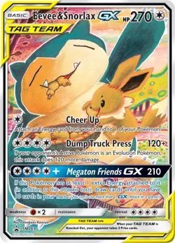 Damaged Eevee & Snorlax GX - SM169 - SM Black Star Promo Pokemon SM Promos - Image 1