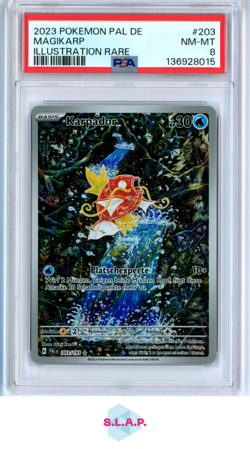 MAGIKARP ILLUSTRATION RARE POKEMON GERMAN PAL DE-PALDEA EVOLVED 2023 203 PSA 8 - Image 1