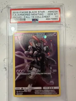 Pokemon Armored Mewtwo SM228 Black Star Promo Holo PSA 10 Fall 19 Chest - Image 1