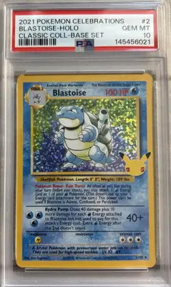 2021 Pokemon Celebrations Blastoise Holo PSA Gem Mt 10 Class. Coll. Base Set #2 - Image 1