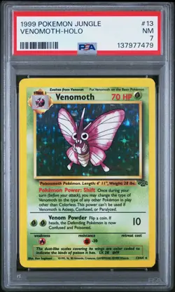 1999 POKEMON JUNGLE #13 VENOMOTH-HOLO PSA 7 - Image 1
