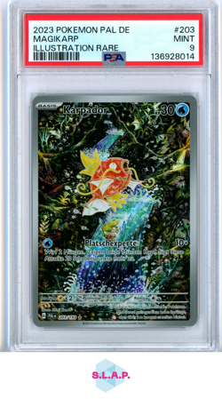 MAGIKARP ILLUSTRATION RARE POKEMON GERMAN PAL DE-PALDEA EVOLVED 2023 203 PSA 9 - Image 1