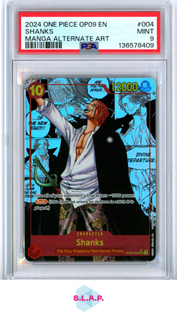 SHANKS MANGA ALT ART ONE PIECE OP09-EMPERORS IN THE NEW WORLD 2024 004 PSA 9 - Image 1