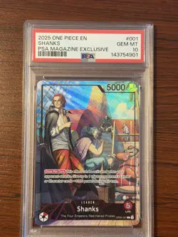 2025 ONE PIECE PROMOS PSA MAGAZINE EXCLUSIVE #001 SHANKS PSA 10 - Image 1