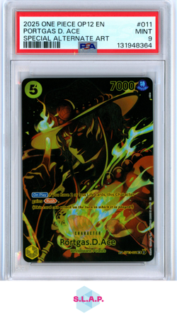 PORTGAS D. ACE SPECI4L ALT ART ONE PIECE 12-LEGACY OF THE MASTER 2025 011 PSA 9 - Image 1
