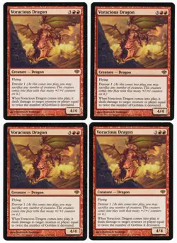 Voracious Dragon x4 4x 2009 Conflux PLAYSET Red Rare Creature MTG SP - NM AZ2 - Image 1