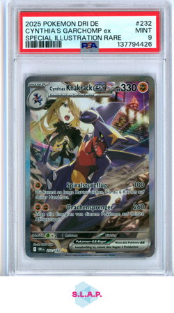 CYNTHIA'S GARCHOMP EX SPEC ILL RARE POKEMON GE DRI DESTINED RIVAL 2025 232 PSA 9 - Image 1