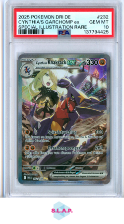 CYNTHIA'S GARCHOMP EX SPEC ILL RARE POKEMON GE DRI DESTINE RIVAL 2025 232 PSA 10 - Image 1