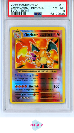 CHARIZARD-REV.FOIL EVOLUTIONS POKEMON XY EVOLUTIONS 2016 11 PSA 8 - Image 1