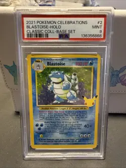 Pokemon PSA 9 MINT Celebrations Blastoise 2/102 Classic Collection Holo - Image 1