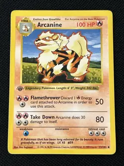 Pokemon Arcanine 23/102 1st Edition (Shadowless) Never Played *Near Mint*￼ - Image 1