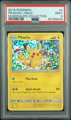 2018 POKEMON MCDONALD'S COLLECTION #4 PIKACHU-HOLO PSA 9 POP 26! - Image 1