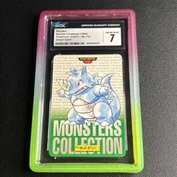 Pokemon Rhydon 1996 Pokemon Japanese Bandai Carddass Vending Green #112 CGC 7 - Image 1
