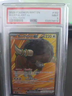 2025 Pokemon White Flare Bouffalant EX #162/086 Ultra Rare PSA 9 - Image 3