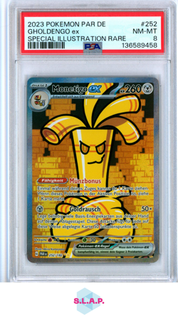 GHOLDENGO EX SPECI4L ILL RARE POKEMON GER PAR DE-PARADOX RIFT 2023 252 PSA 8 - Image 1
