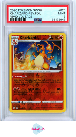CHARIZARD-REV.FOIL VIVID VOLTAGE POKEMON SWSH VIVID VOLTAGE 2020 025 PSA 9 - Image 1