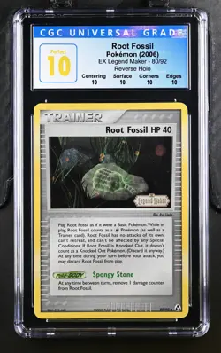 CGC 10 Perfect Pop 1 Legend Maker Reverse Holo Root Fossil HP 40 80 2006 Pokemon - Image 1
