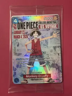 One Piece Monkey D. Luffy US Voyage College Basketball Promo Card - Sealed/Mint - Image 1