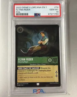 PSA 10 Disney Lorcana Flynn Rider #74 Foil EN 1 First Chapter 2023 - Image 1