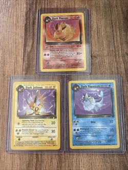 Pokemon Team Rocket Dark Vaporeon, Dark Jolteon, Dark Flareon 3 Card Lot - Image 1