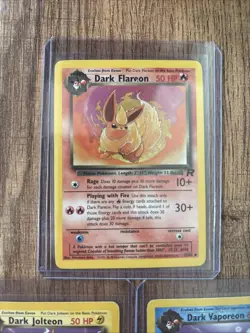 Pokemon Team Rocket Dark Vaporeon, Dark Jolteon, Dark Flareon 3 Card Lot - Image 4