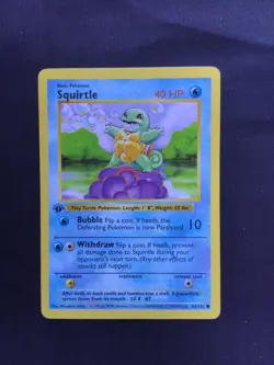 Pokemon Cards: Base Set 1st Edition Common: Squirtle 63/102 - Image 1