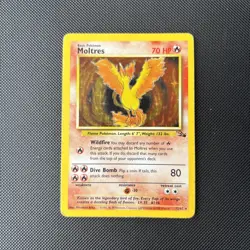 Pokemon Card Fossil Set Holo Moltres 12/62 WOTC - Image 1