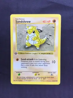 Pokemon Cards: Base Set 1st Edition Common: Sandshrew 62/102 - Image 1