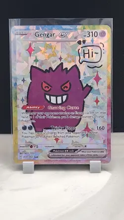 Pokemon Cracked Ice Holo Rainbow Boarder Cute Anime Gengar EX Card - Image 1