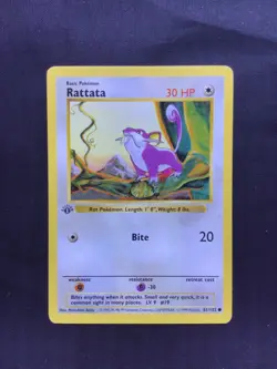 Pokemon Cards: Base Set 1st Edition Common: Rattata 61/102 - Image 1
