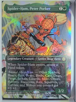 Spider-Ham, Peter Porker (Borderless & Foil ) - R201- MTG - Marvel's Spider-Man - Image 1