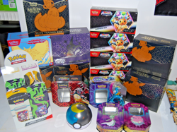 Huge Collection Pokemon Lot ETB Tins Pokeball Tournament Collection Box NO PACKS - Image 1