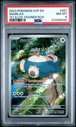 2023 POKEMON SVP EN-SV BLACK STAR PROMO 151 ELITE TRAINER BOX #051 SNORLAX PSA 8 - Image 1