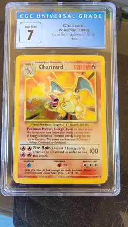 CGC 7 Charizard 1999 Base Set 4/102 Holo Pokemon Card - Image 1
