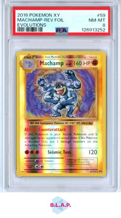 MACHAMP-REV.FOIL EVOLUTIONS POKEMON XY EVOLUTIONS 2016 59 PSA 8 - Image 1