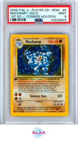 MACHAMP POKEMON TCG 8 2000 BASE SET 1. EDITION HOLO EN PSA 9 MINT - Image 1
