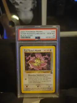 2000 Pokemon League Black Star Promo #18 Team Rocket’s Meowth PSA GEM MINT 10!!! - Image 1