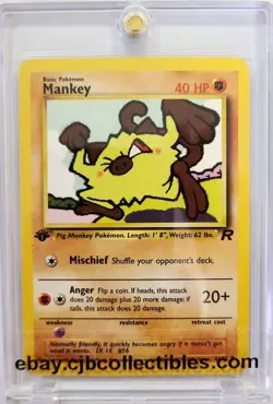 Pokemon MANKEY 61/82 1st Edition Team Rocket - Played 🍒 - Image 1
