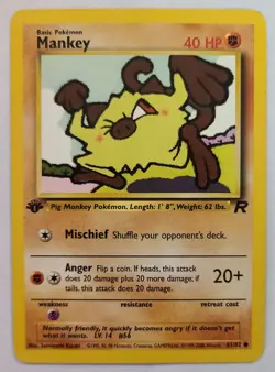 Pokemon MANKEY 61/82 1st Edition Team Rocket - Played 🍒 - Image 2