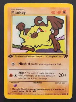 Pokemon MANKEY 61/82 1st Edition Team Rocket - Played 🍒 - Image 4