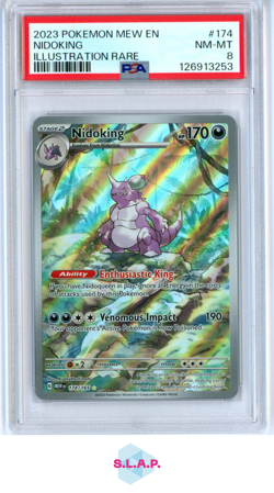 NIDOKING ILLUSTRATION RARE POKEMON MEW EN-151 2023 174 PSA 8 - Image 1