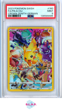 FA/PIKACHU CROWN ZENITH-GER POKEMON SWORD AND SHIELD CROWN ZENITH 2023 160 PSA 9 - Image 1