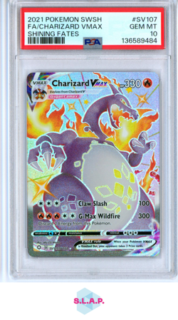 FA/CHARIZARD VMAX SHINING FATES POKEMON SWSH SHINING FATES 2021 SV107 PSA 10 - Image 1
