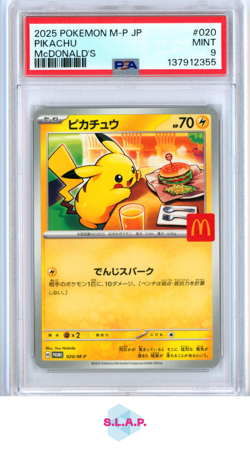PIKACHU MCDONALD'S POKEMON JAPANESE M-P PROMO 2025 020 PSA 9 - Image 1
