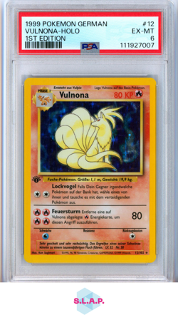 VULNONA POKEMON TCG 12 1999 BASIS 1. EDITION HOLO DE PSA 6 EX-MT - Image 1