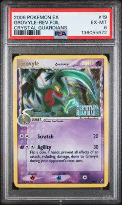 2006 POKEMON EX CRYSTAL GUARDIANS #19 GROVYLE-REVERSE FOIL PSA 6 - Image 1